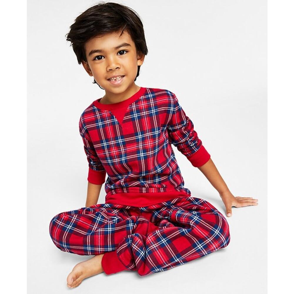 Charter Club Kids Crewneck Top Cardinal Holiday Plaid NWT Boy Girl Size 4-5